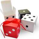 24 Pack Dice Favor Boxes 3x3x3 inches Bulk Casino Party Decoration Themed Party Goodie Boxes with Ribbon
