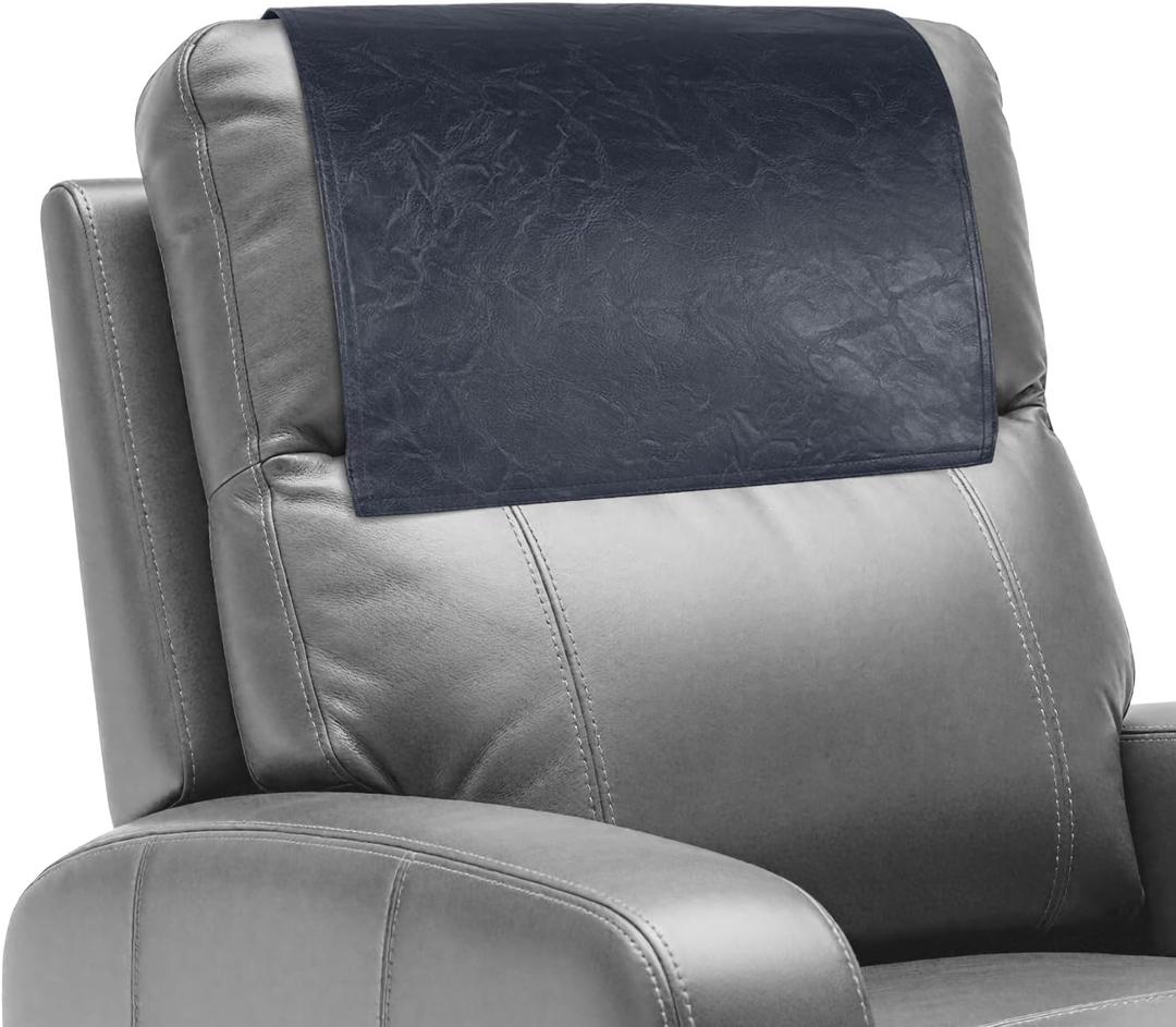 Recliner Headrest Protector,Non Slip Waterproof Headrest Cover,Leather Recliner Headrest Cover for Sofa,Furniture,Living Room,Office Chair (Dark Blue)