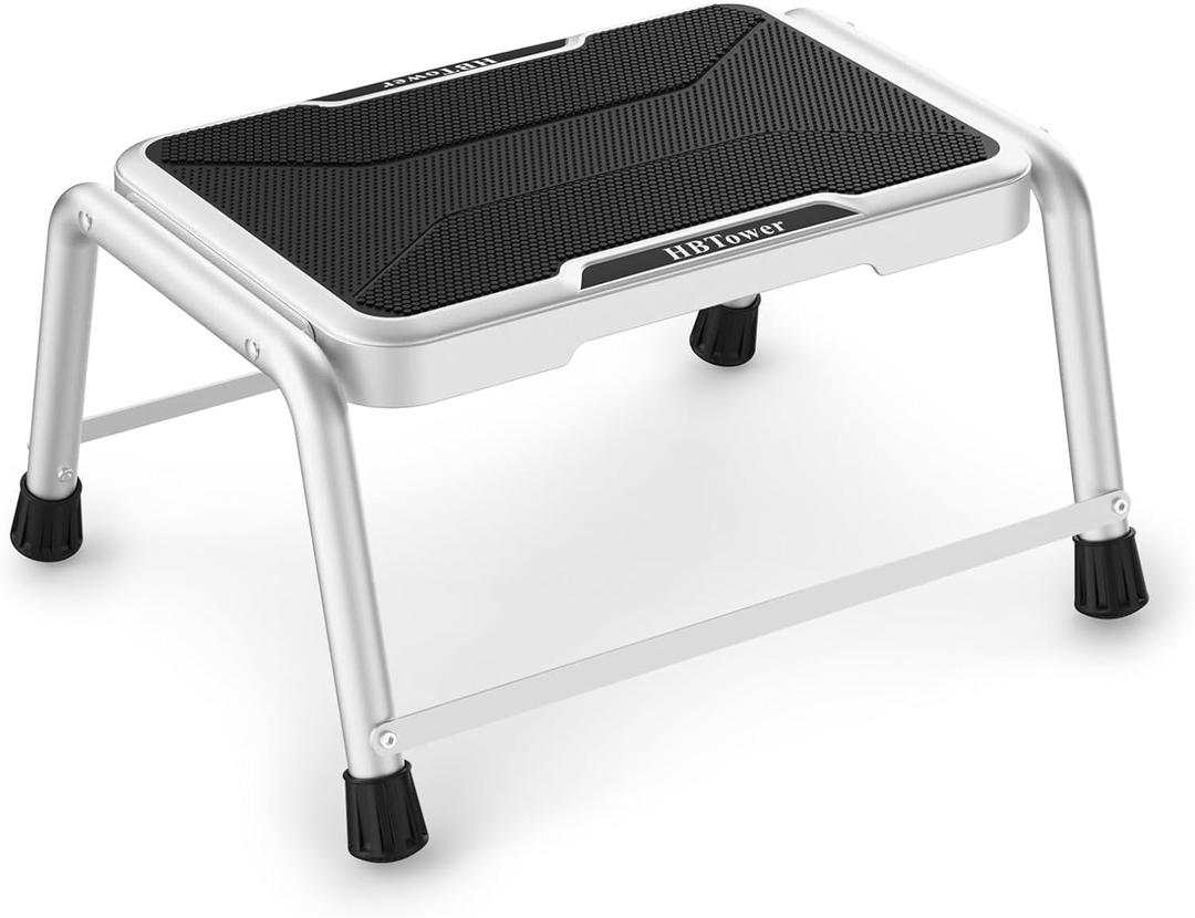 Step Stool, HBTower Step Stools for Adults Kids with Non-Slip Rubber Feet, Holds Up to 600 lbs, Lightweight Stepping Stools for Bedroom Kitchen Bathroom, Bed Steps for High Beds