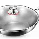 Toutrop Titanium Hammered Pan Pro,Frying Pans Nonstick,Flat Bottom Non-stick Wok,Durable Scratch-Resistant Non Stick Titanium Pans for Cooking,14inch with lid