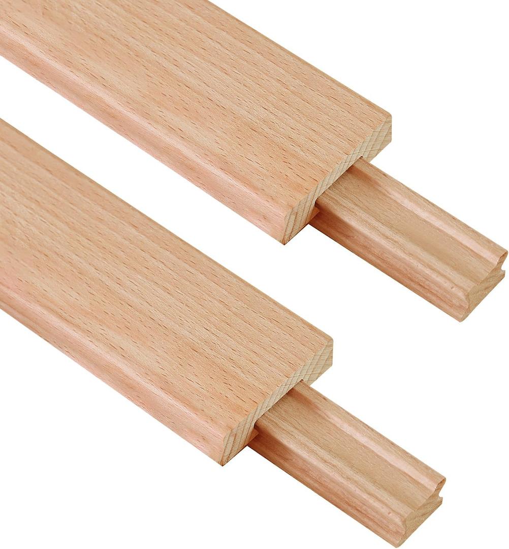 Wax Coated 16 Inches Wood Drawer Slide 2PCS, Classic Traditional Wood Center Guide Track