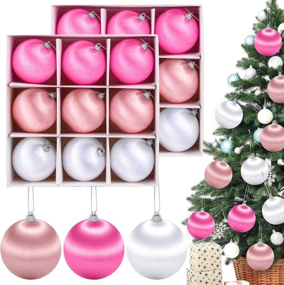 Hungdao 18 Pcs Easter Satin Balls 3.15 Inch Easter Silk Ball Ornaments Shatterproof Pastel Candy Green Candyland Satin Silk Tree Hanging Decor forTree Wreath Garland Holiday Party(Pastel Pink)