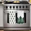 Artoid Mode Green Xmas Tree Snowflakes Christmas Kitchen Towels, 18x26 Inch Quick Dry Microfiber Cloth Dish Towels for Kitchen Drying Set of 2