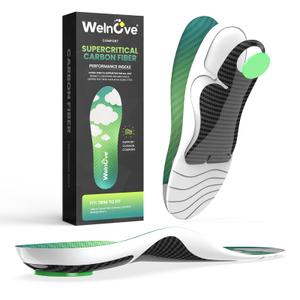 Carbon Fiber Insoles Performance Sports Insoles for Running, Basketball, Athletics Extra Shock Absorption Cloud Light Weight Arch Support Orthotic Inserts - S-W: 8-9 | M: 7-7.5