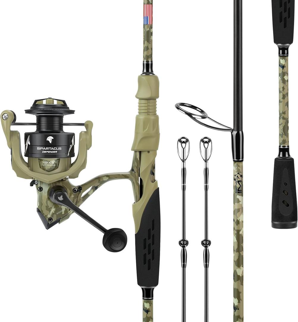 KastKing Spartacus Defender Twin-Tip Fishing Rod and Reel Combo, Spinning & Baitcaster Combo, KastFlex IM7 Graphite 2-Piece Blanks with Backup Tip Section, PTS System, EVA Handles