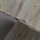 PEMAR Mother of Pearl Pedestal Side Table Modern Mushroom Minimalist Drink Accent End Table for Small Space, Bedside for Bedroom, Living Room, Hallway (White & Cream Sunlight)