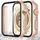 Misxi [2 Pack] Waterproof Hard Case with Tempered Glass Compatible with Apple Watch SE 3 (2025) SE 2 SE Series 6 Series 5 Series 4 40mm, Cover for iWatch Screen Protector, 1 Rose Gold + 1 Transparent