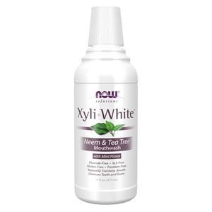 NOW Solutions, Xyliwhite™ Mouthwash, Neem and Tea Tree Flavor, Naturally Freshens Breath, Cleanses Teeth and Gums, 16-Ounce