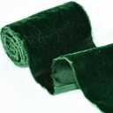 RIBBOOO Emerald Green Velvet Ribbon Fringe Frayed Silk Wide Velvet Ribbon (5 Yards) for Christmas Decorations Tree Topper Bows Wreaths Flower Bouquet Dress Sash Wedding