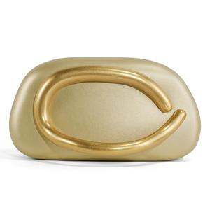 NEWROGENG Clutch Purses for Women Formal, PU Leather Evening Bags with Chain, Trendy Metal Handle Purses and Handbags 2025, Leather Gold