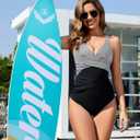 HEEKPEK Womens Tummy Control Swimsuits One Piece Bathing Suit Front Cross Tie Back Slimming Ruched Push Up Padded Swimwear (Black, L)