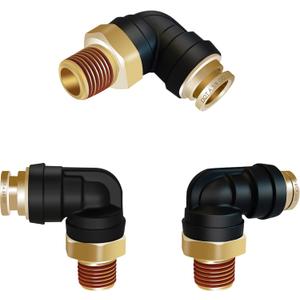 3/8" Quick Push To Connect Fittings 90 Degree Elbow Union 3PCS3/8" Tube OD x 1/4" NPT Thread DOT Air Fittings for Truck Trailer Systems