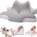 Reading Pillow for Lying, Leaning and Prone, Contour Memory Foam Pillow, Ergonomic Cervical Pillow for Neck and Shoulder Pain Relief, Bed Wedge Pillow Grey