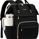 LOVEVOOK Laptop Backpack for Women with Giant Tumbler Holder Pocket,15.6 inch Waterproof Travel Backpack Purse Computer Laptop Bag,Professional Work College Nurse Teacher Backpack Casual Daypack,Black