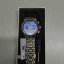 OLEVS Men's Stainless Steel Chronograph Watch, Large Face Easy to Read Roman Numerals Diamond Accented Analog Dress Watches for Men, Elegant Waterproof Luminous Male Quartz Wristwatch (06 Blue Dial/Two Tone Bracelet)