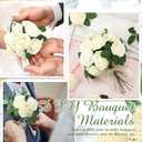 Zeyune 200 Pcs Artificial Rose Flowers Foam Fake Rose Bulk Faux Flower with 100 pcs Stem for DIY Wedding Bouquet Centerpieces Floral Arrangement Bridal Shower Party (White)