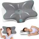 Cervical Pillow for Neck Pain Relief - Ergonomic Memory Foam Pillow with Arm Rest Slot & Cotton Pillowcase, Dual-Height Orthopedic Support Contour Pillow for Side, Back, Stomach Sleepers