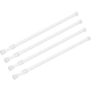 4 Pack Tension Curtain Rod 28-48 Inch, Small Short Adjustable Extendable Spring Loaded Rods for Windows Cabinet Blinds Closet Bedroom Kitchen Bathroom Door No Drilling White