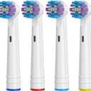 4 x Replacement Toothbrush Heads Compatible with All Electric Toothbrushes, 4-Pack, Black & White, Soft Bristles, Brush Replacement Heads, Vitality