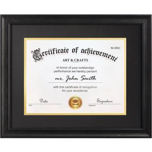 Yaetm 11x14 Diploma Frame with Mat or Display 15x18 Certificate without Mat, High Definition Tempered Glass, Acid-free Black Matt, Degree Frame for Graduation, Black, 1 Pack