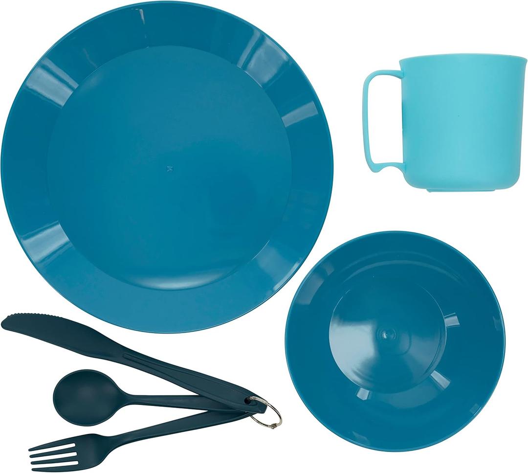 Ust PackWare Dish Set with Mesh Bag, BPA Free Construction and Eating Utensils for Hiking, Camping, Backpacking, Travel and Outdoor Survival (Pack of 4, One Size)