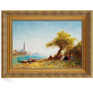 Ornate Plein Air Frame for 16x24 Stretched Canvas Prints, 2.4 DIY Vintage Gold Solid Wood Art Frames for Portraits Wedding Family Animal Memorial Oil Paintings, No Cover & Back