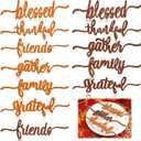 11 Pieces Thanksgiving Wood Cutout Sign Thankful Grateful Blessed Gather Word Sign Rustic Thankful Cards Sign Thankful Place Table Wall Decorations Gather Sign for Home Table Decoration, 6 Styles