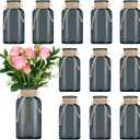 Vintage Glass Flower Vase, Farmhouse Glass Centerpiece Vases Mason Jars for Weddings, Parties & Home Decor Bulk (12, Black)
