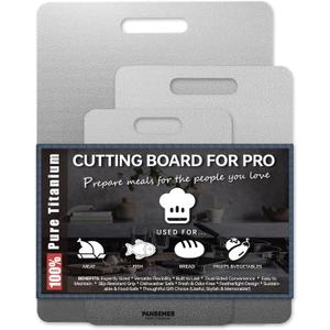 Titanium Cutting Boards for Kitchen  14", 12", 16", Set of 3 Food Grade 100% Pure Titanium Double-Sided Chopping Boards, Non-Toxic, Dishwasher Safe, Easy to Clean