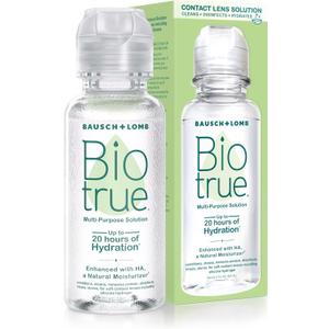 Biotrue Contact Solution, Multi-Purpose Lens Solution for Soft Lenses, Cleans, Disinfects, Removes Protein Build-Up, Dirt & Debris, Hydrates, Stores & Conditions Contacts, 2 Fl Oz (Pack of 4)
