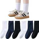 Marchare Boys Girls Seamless Crew Socks Soft School Dress Socks Uniform Calf Socks Black White Navy