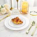 BESTVIP 100PCS 7 Inch White Plastic Dessert Plates, Disposable Plate for Appetizers, Small Cakes, Small Heavy Duty Disposable Plastic Plates for Parties, Wedding and Birthday