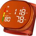 Double love Wrist Blood Pressure Monitor for Home Use - Upgraded Large LED Screen, Dual User 240 Memories with Carrying Case, Voice Broadcast, Adjustable bp Cuff (5.3-7.6 inches) - Orange