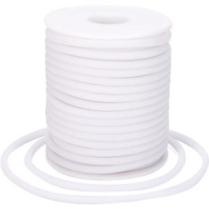 Beadthoven 4mm Hollow Pipe Rubber Tube Cords, 16Yards Barber Cord for Knitting Stitch Holder, Tubing Rubber Cord with Spool for Bracelet Jewelry Making DIY Crafts 2mm Hole - White