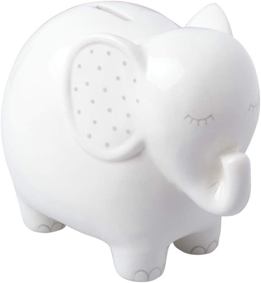 Pearhead Ceramic Elephant Bank, Gender-Neutral Baby Boy or Baby Girl Nursery Dcor, Money Bank, Baby Keepsake, White