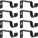 Creatyi Set of 8 Curtain Rod Brackets for 3/4 or 5/8 Inch Rod (Black)