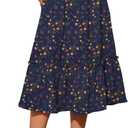 Summer Skirts Midi Length Flowy Pleated Tiered Skirts for Women 2025 Dressy Casual(FP Tiny Flo-RB,XL)