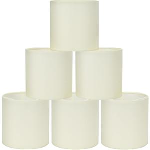 LAMPWELL KIKI Beige Clip on Chandelier Lamp Shades Set of 6,Small Lamp Shades Clip on bulb,5"×5"×H5",Mini Fabric Drum Lamp Shade,FOR CANDLE BULB AND SMALL GENERAL BULB