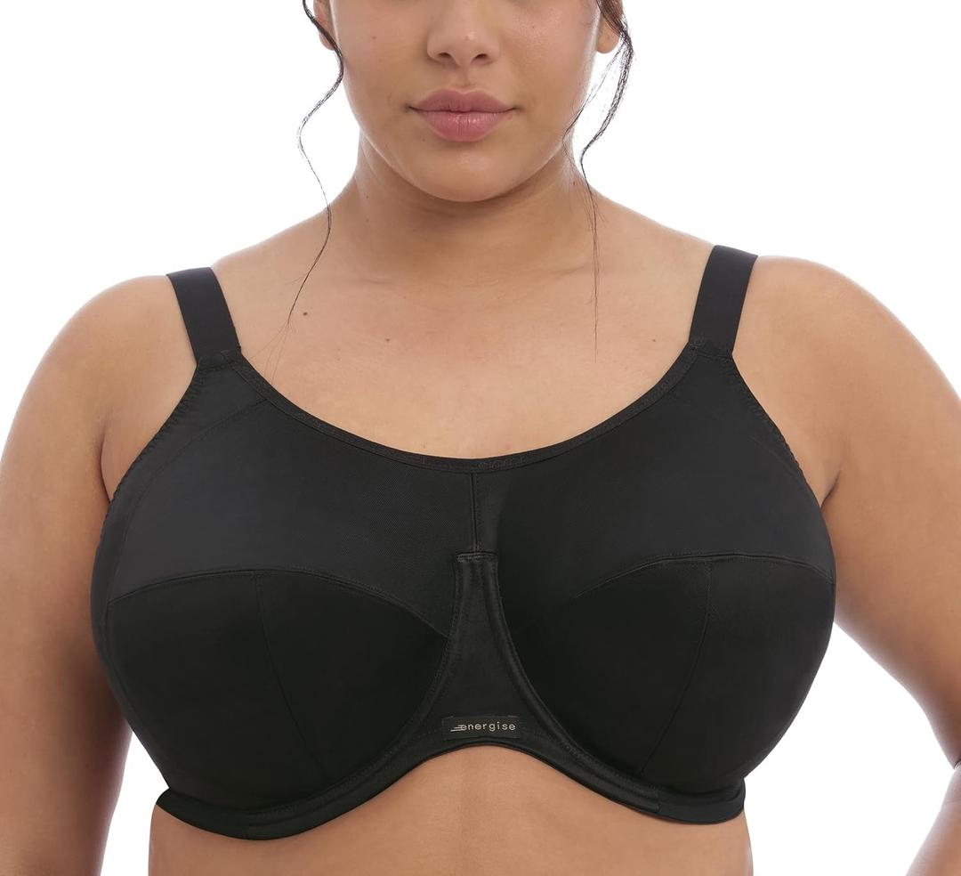 Elomi Women's Plus-Size Energise Underwire Sport Bra, Black, 40DD UK
