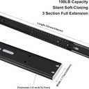 LONTAN 2 Pair Soft Close Drawer Slides 22 Inch Drawer Glides 22" Full Extension Ball Bearing Dresser Slides Furniture Replacement Parts Heavy Duty Rails 100lb Capacity