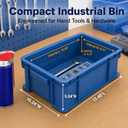 Heavy Duty Storage Bins, 3-Pack Stackable Tool Storage Box for Hardware, Screws, Nuts and Bolts, Space-Saving Straight Wall Container for Garage, Workshop & Factory, 13.5"L 10.3"W 5.1"H, Blue