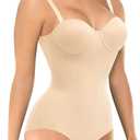 BRABIC Bodysuit Shapewear for Women Tummy Control Dress Backless Bodysuit Tops Body Shaper with Built-in Bra (Medium, Beige)