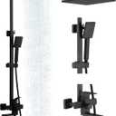 Taplong Matte Black Outdoor Shower Fixture Exposed Bathroom Shower Faucet Set,Shower System with 9" Rain Shower Head Handheld Sprayer Single Handle, SUS304 Triple Function Wall-Mounted Faucet