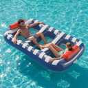 Funscape Large Inflatable Pool Floats, 87" x 53" Water Floating Hammock Tanning Pool Louger Adults, Outdoor Sun Bathing Tan Bed Mesh Mat, Swim Water Raft Floatie Summer Beach Lake Party Gifts (Blue)