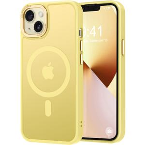 Thomo Strong Magnetic for iPhone 13 Case & iPhone 14 Case [Compatible with Magsafe] Translucent Matte Slim Shockproof Women Girl Anti-Fingerprint Protective Case for iPhone 14/13 6.1", Yellow