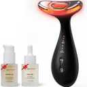 3-in-1 for Aurora Red Light for Face & Neck Beauty Massager, with Suction, Vibration, Heat, 3 Light Therapies for Skin Glow, Face Lift, Neck Firm, Black