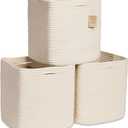 NaturalCozy Storage Cubes 11 Inch Cotton Rope Woven Baskets for Organizing, 3-Pack | Cube Storage Bin | Square Storage Baskets for Shelves Organizer, Classroom, Kids Toy Bins, Closet, Baby Nursery