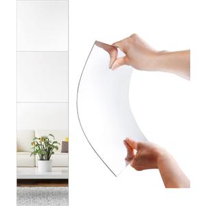 SLDIYWOW Wall Mirror Full Length, 4Pcs Full Body Mirror for Bedroom, Safety Unbreakable Mirror Great for Baby Kids Toddler, Full Body Mirror Tiles for Bedroom, Home Gym, Living Room (Normal 12inch Mirror)