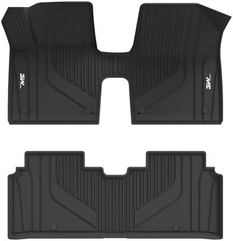 3W Floor Mats for Kia EV6 2025 2024 2023 2022 Floor Liner Custom Fit All Weather TPE 3D Car Mats Fit for KIA EV6 1st and 2nd Row,Black
