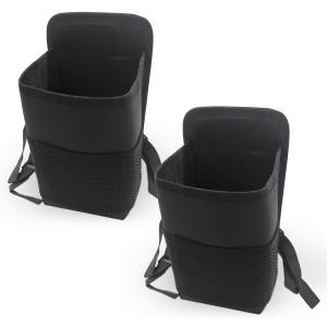 2-in-1 Large Cup Holder, 80 oz Waterproof Car Seat Cup Holder with Mesh Pocket, Car Water Bottle Holder Bag, Vehicle Seat Side Storage Hanging Bag for Bottles & Big Drinks (2PCS)